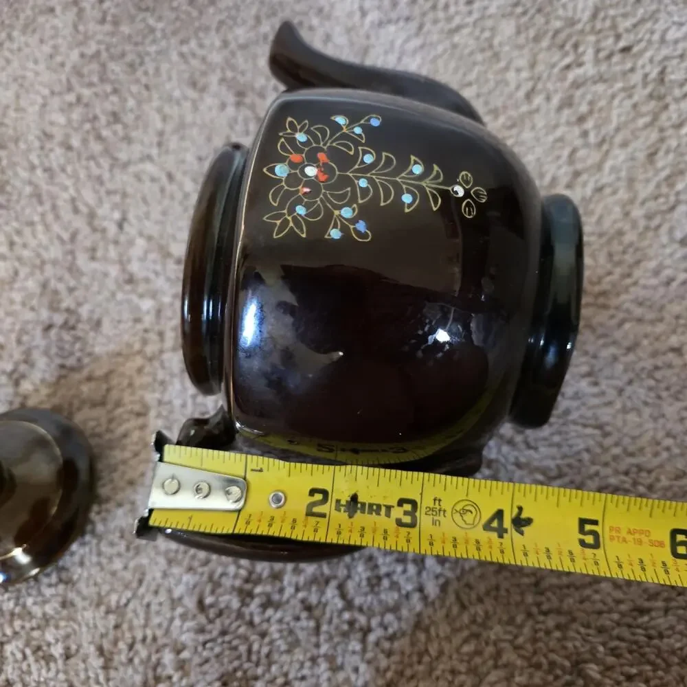 Vintage Art Deco Hand Painted Floral Teapot W/Lid ACME Japan Brown